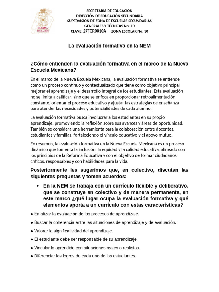 Evaluación Formativa en la NEM | PDF | Evaluación | Enseñando