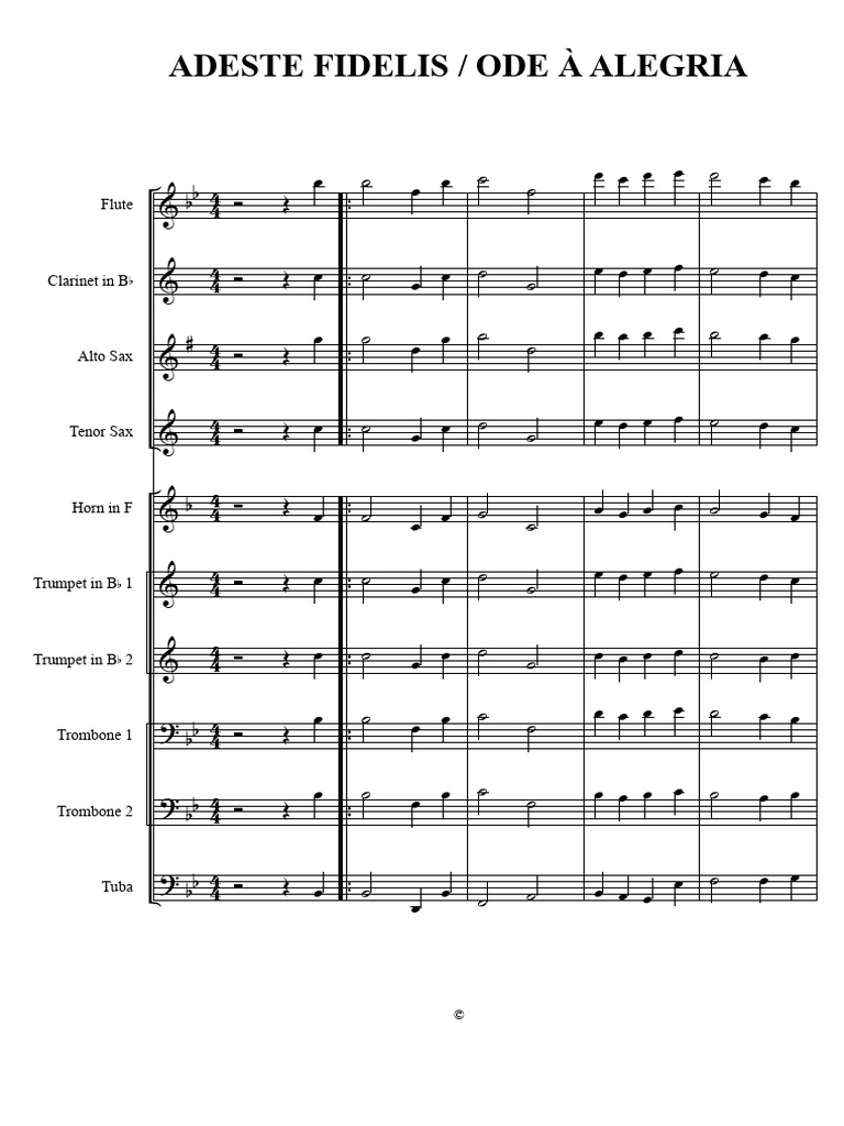 Adeste Fidelis Partitura | PDF | Trombone | Brass Instruments