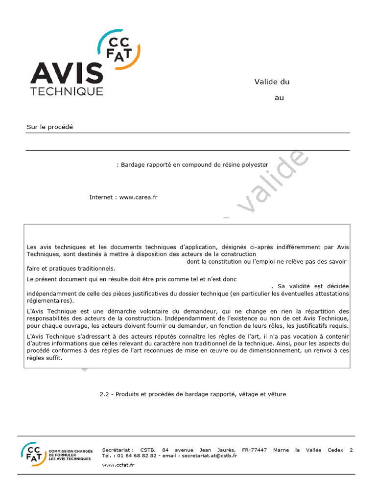 Avis Technique Bardage CAREA 2022-2025 | PDF | Bois (matériau de ...