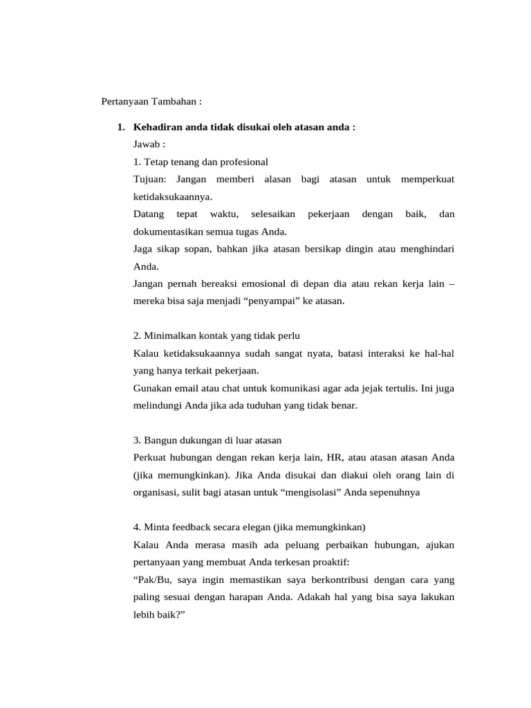 Strategi Menghadapi Atasan yang Tidak Suka | PDF