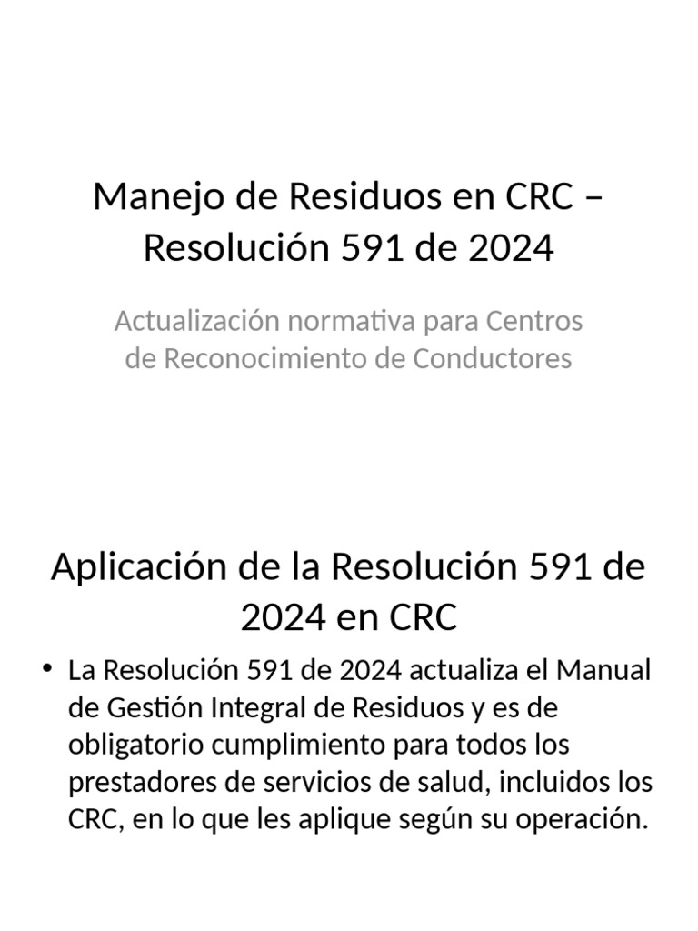 Cumplimiento de la Resolución 591/2024 en CRC | PDF