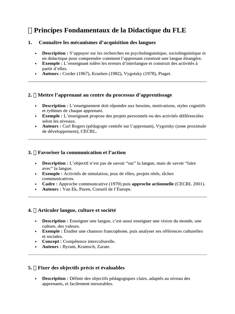 Fondamentaux de la Didactique du FLE | PDF | Apprentissage | Pédagogie