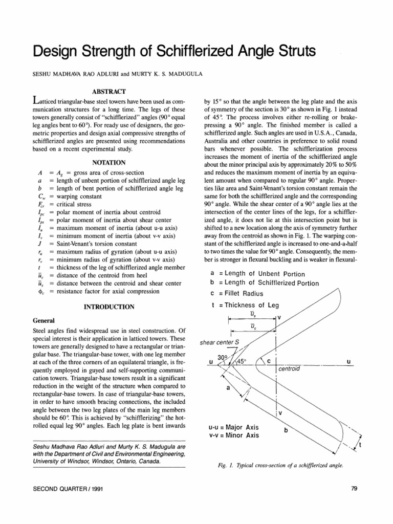 Schifflerized Angle Struts Design Guide | PDF | Buckling | Strength Of ...