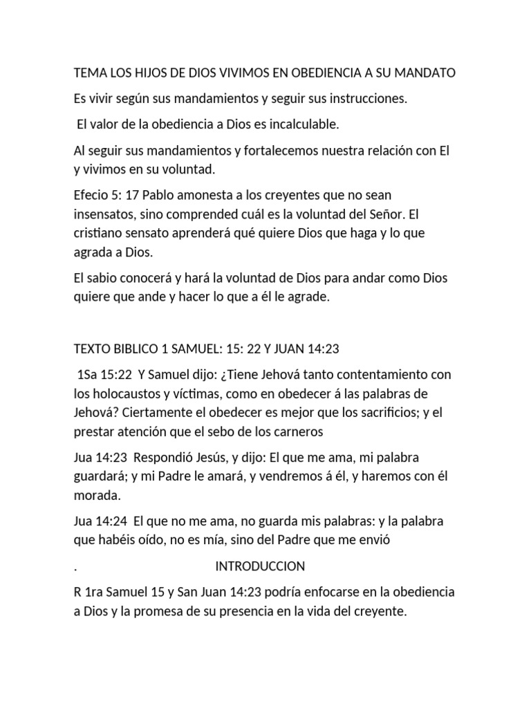 Obediencia a Dios: Clave de la Fe Cristiana | PDF | Amor | Pecado
