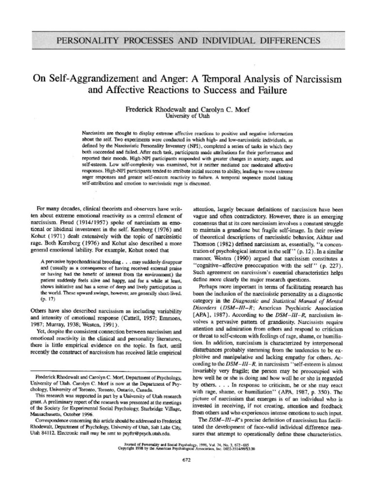On Self-Aggrandizement and Anger: A Temporal Analysis of Narcissism and ...