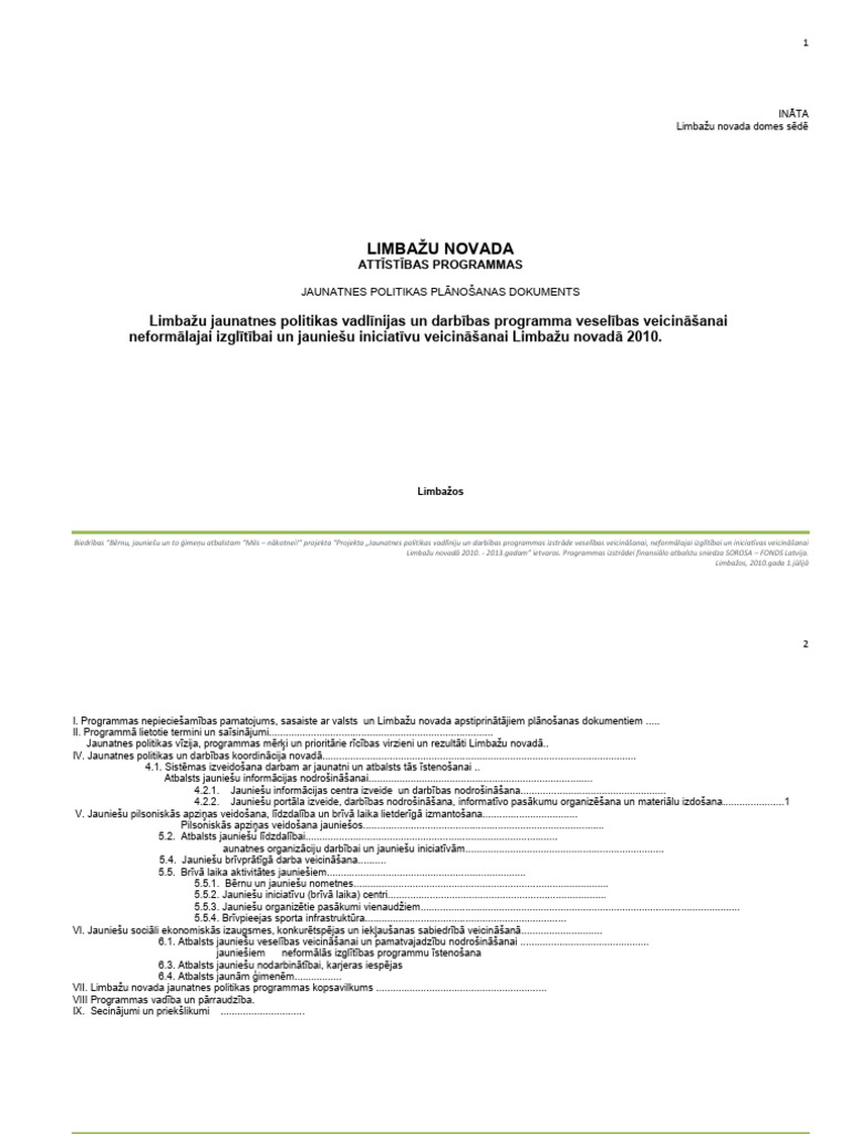01 07 10 Jaunatnes Programma Limbazu | PDF