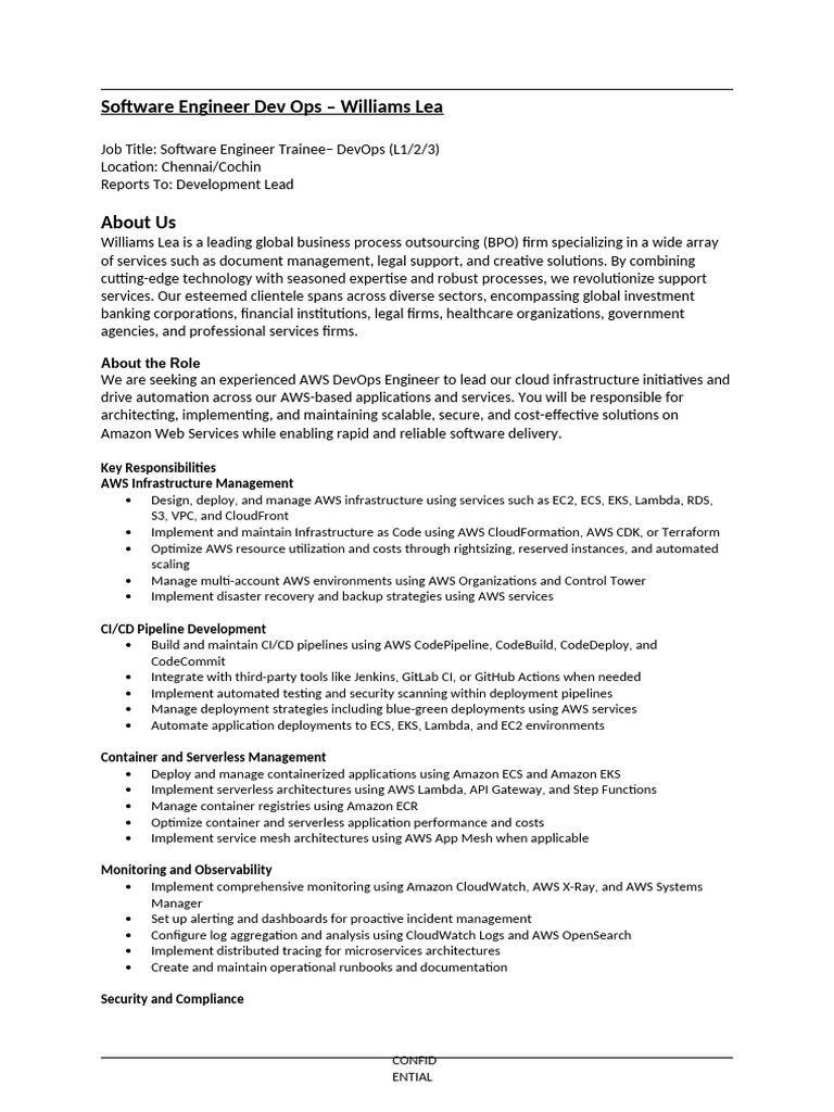 Software Engineer Trainee - DevOps Role | PDF | Amazon Web Services ...