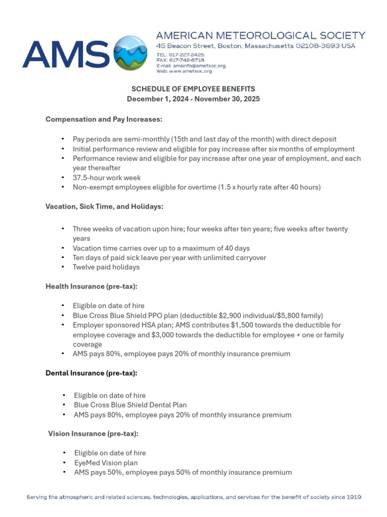 AMS Employee Benefits Overview 2024-2025 | PDF | Employment | Insurance