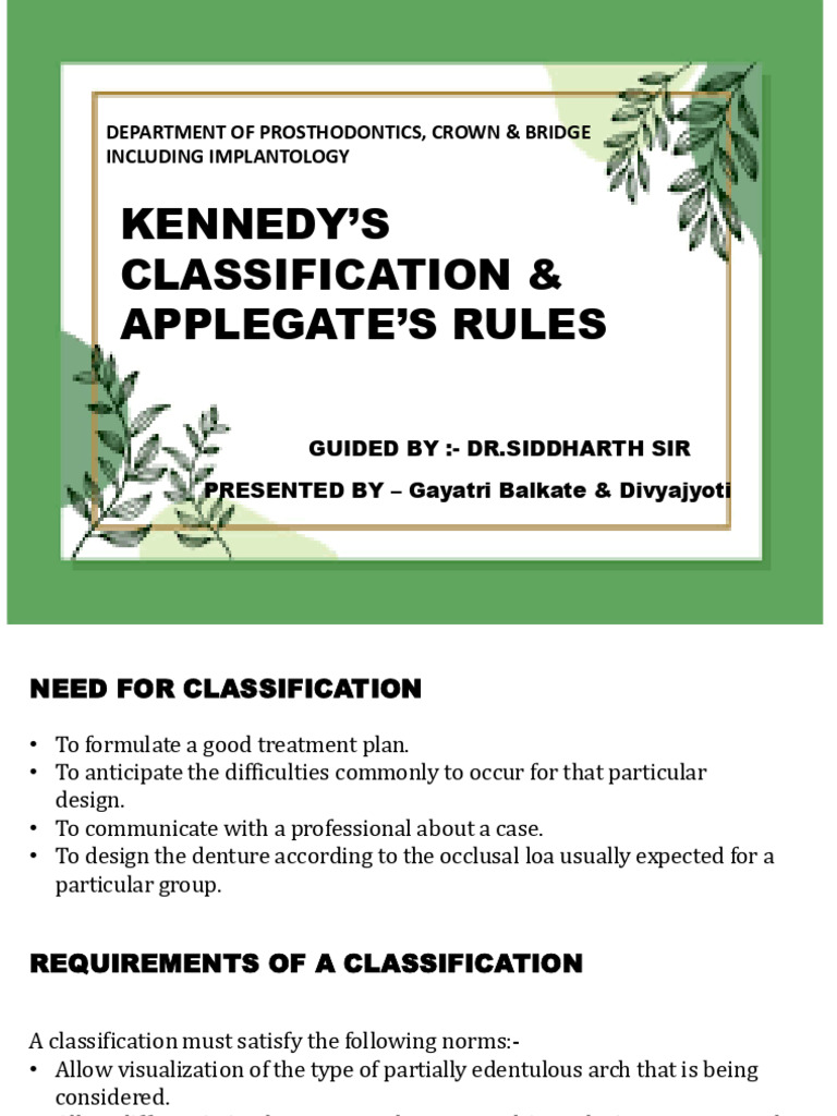 Kennedy Classification & Applegate Rules | PDF | Medical Specialties ...