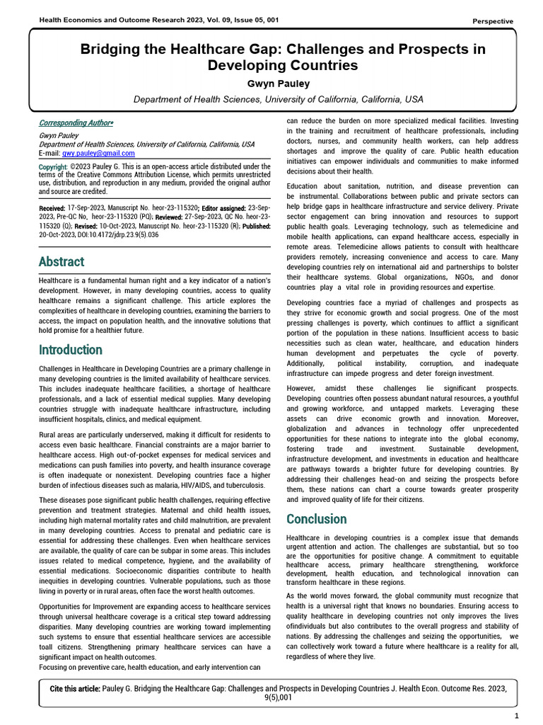 Healthcare Access in Developing Nations | PDF | Health Care ...