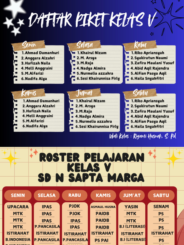 Roster and Schedule for Class V SDN | PDF