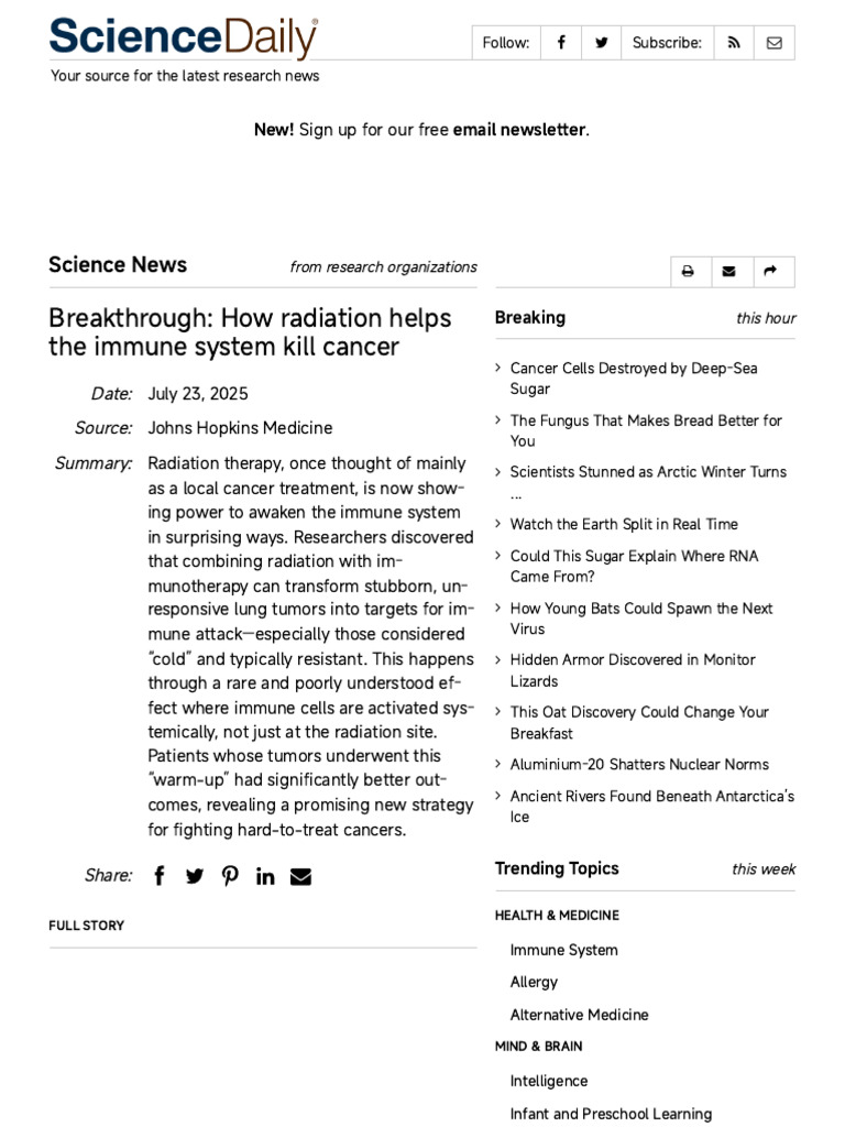 Breakthrough - How Radiation Helps The Immune System Kill Cancer | PDF ...