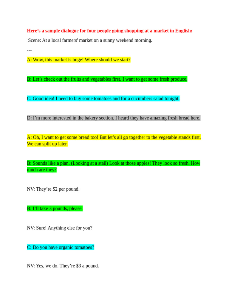 Village Market Shopping Dialogue | PDF
