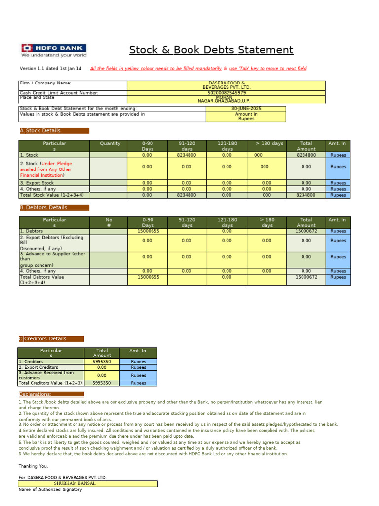 Stock Statement June 25 | PDF | Debt | Economies