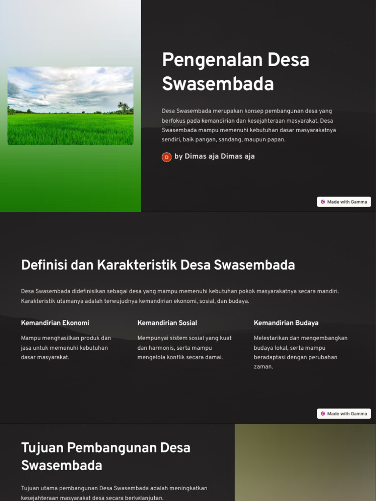 Ciri dan Pengertian Desa Swasembada | PDF