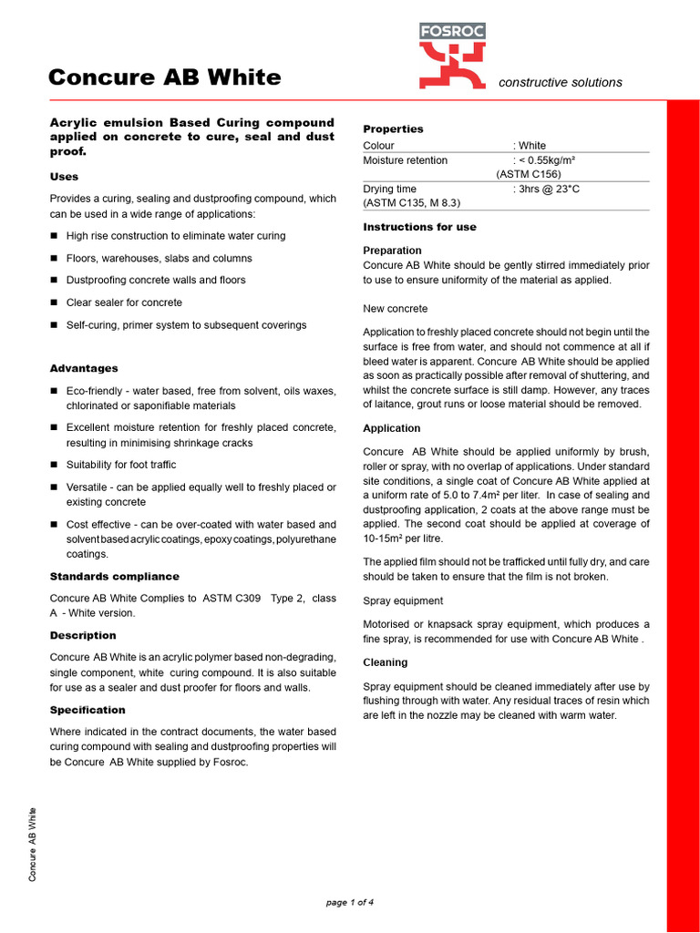 TDS Concure AB White India3 | PDF | Materials | Conservation And ...