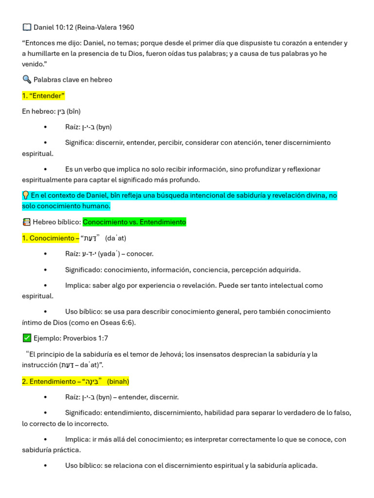 ? Daniel 10,12 | PDF | Sabiduría | Conocimiento