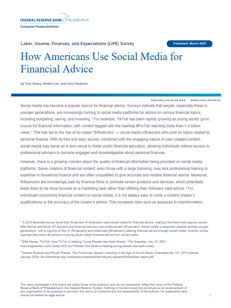 Social Media's Role in Financial Advice | PDF | Social Media | Popular ...