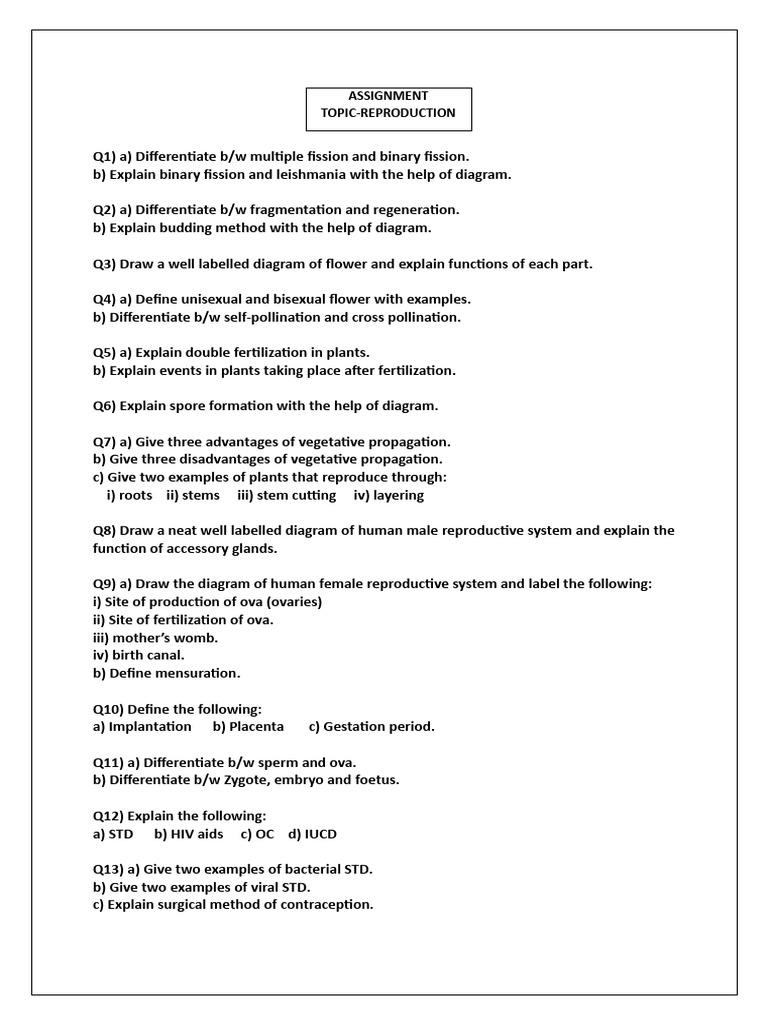 ASSIGNMENT of Reproduction | PDF