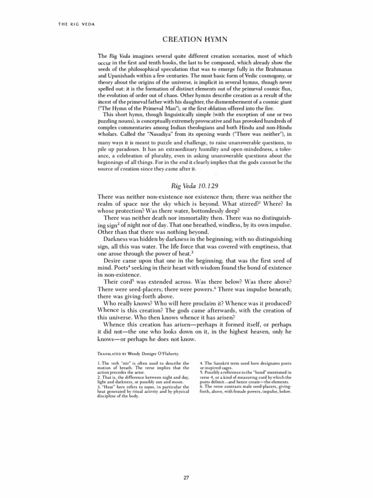 Creation Hymns Rig Veda | PDF