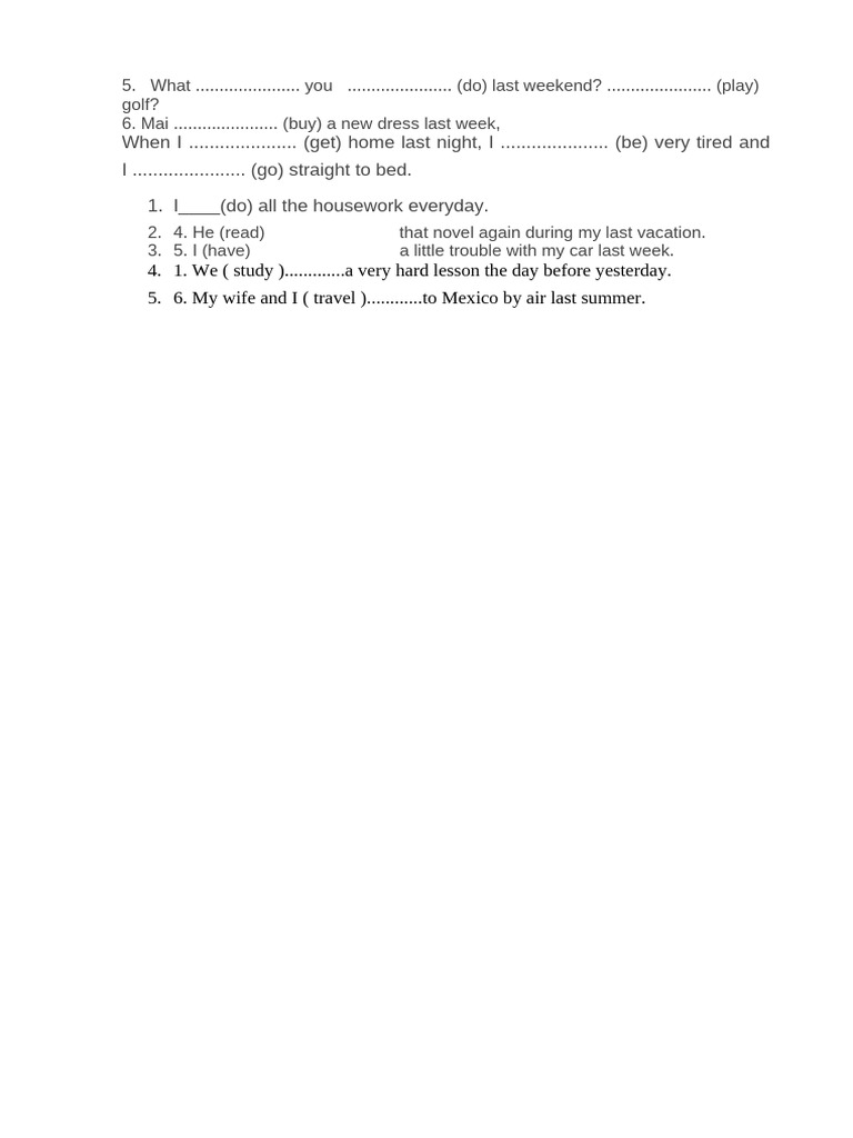 Present Perfect vs Past Simple Exercises | PDF