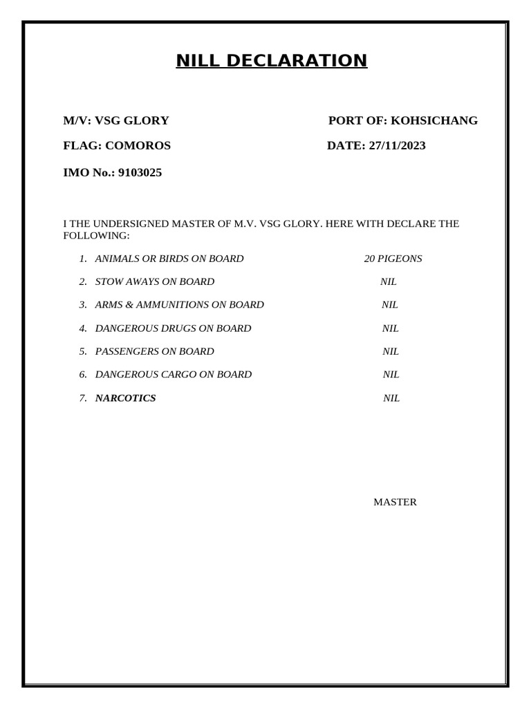 Nil Declaration | PDF