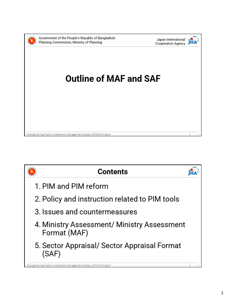 MAF and SAF Formats for Bangladesh PIM | PDF | Cost–Benefit Analysis ...
