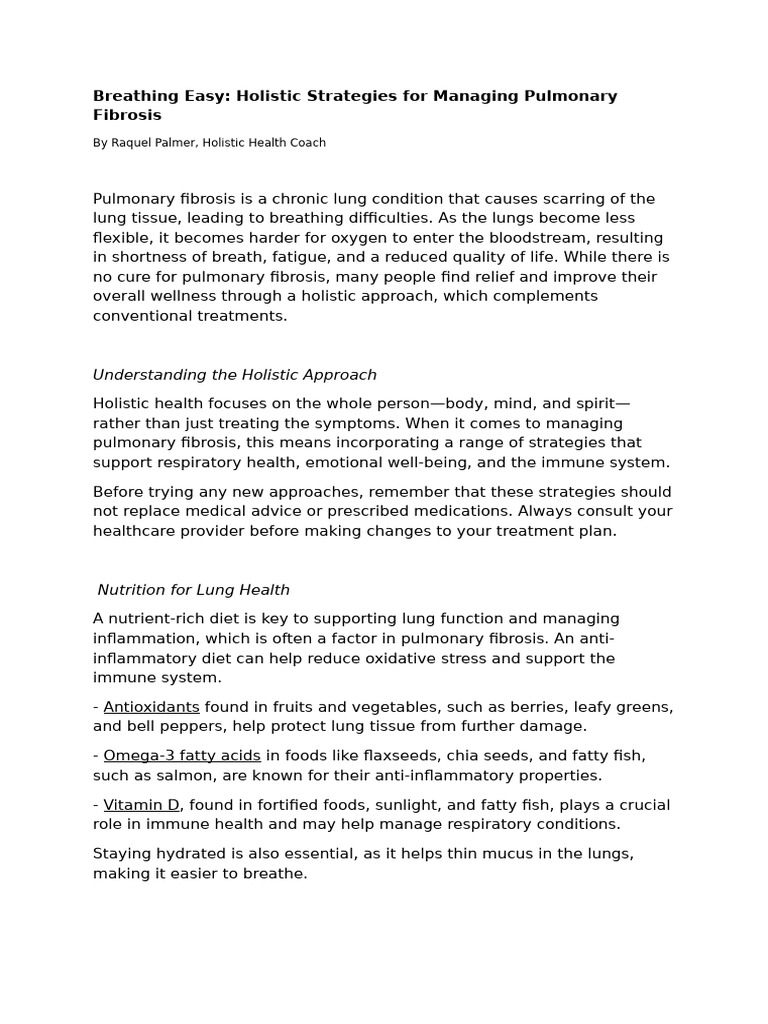 Breathing Exercises for Pulmonary Fibrosis | PDF | Breathing | Lung