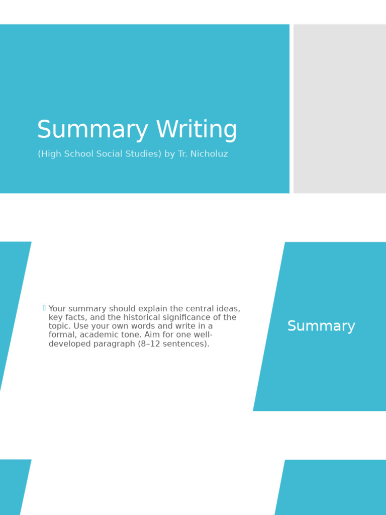 Guidelines for Effective Summary Writing | PDF | Great Depression | New ...
