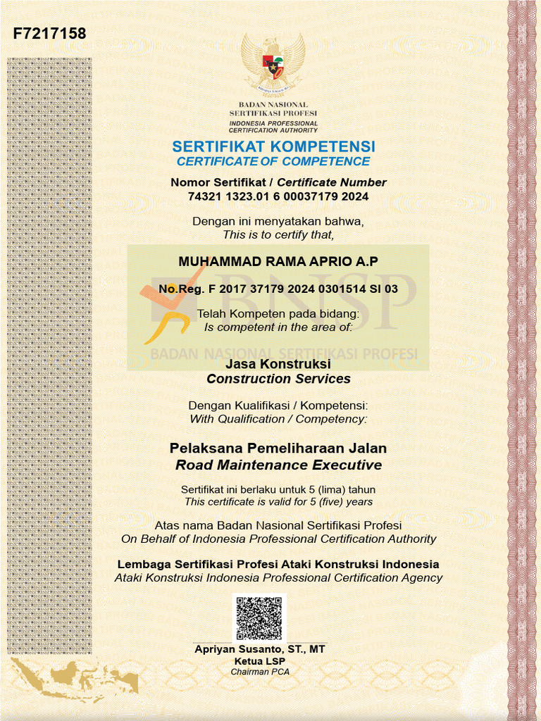Sertifikat Kompetensi Muhammad Rama | PDF