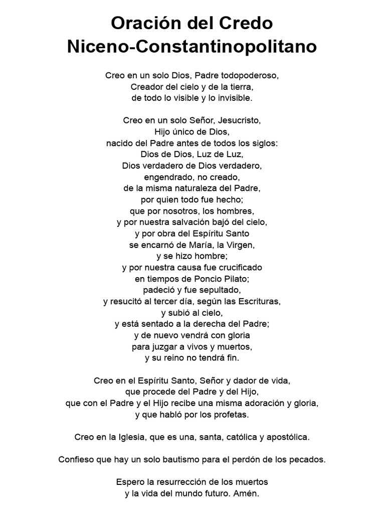 Oración del Credo Niceno-Constantinopolitano | PDF