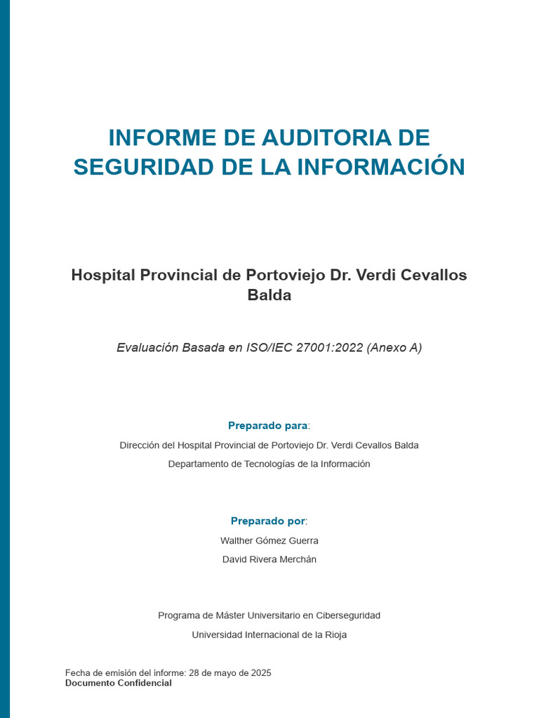 Auditoría de Seguridad ISO 27001 Hospital | PDF | La seguridad ...