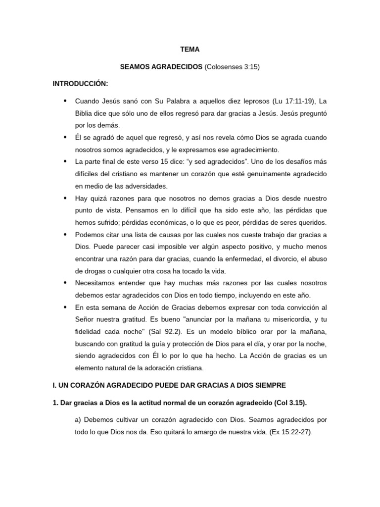 La Importancia de Ser Agradecidos | PDF | Salvación | Sabiduría