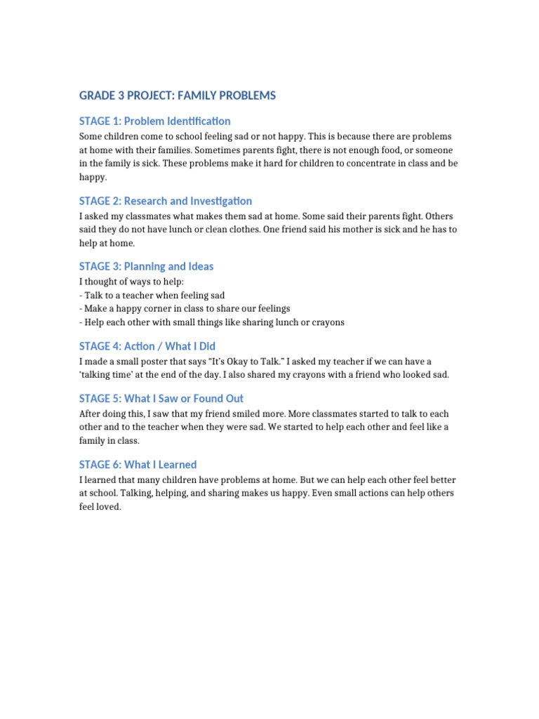 Helping Classmates with Family Issues | PDF