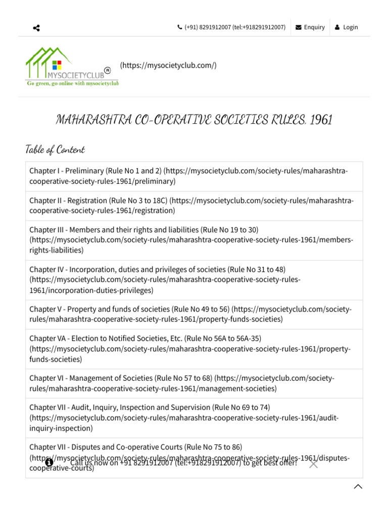 Maharashtra Cooperative Rules 1961 | PDF