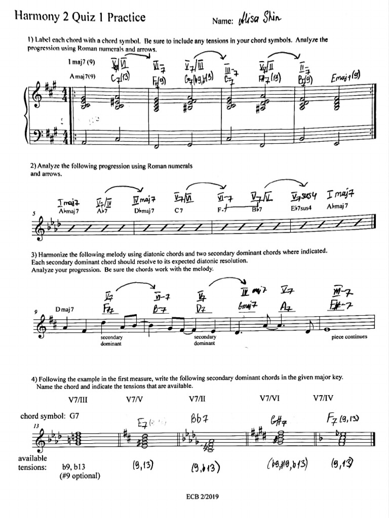 Harmony Quiz Practice 1 | PDF