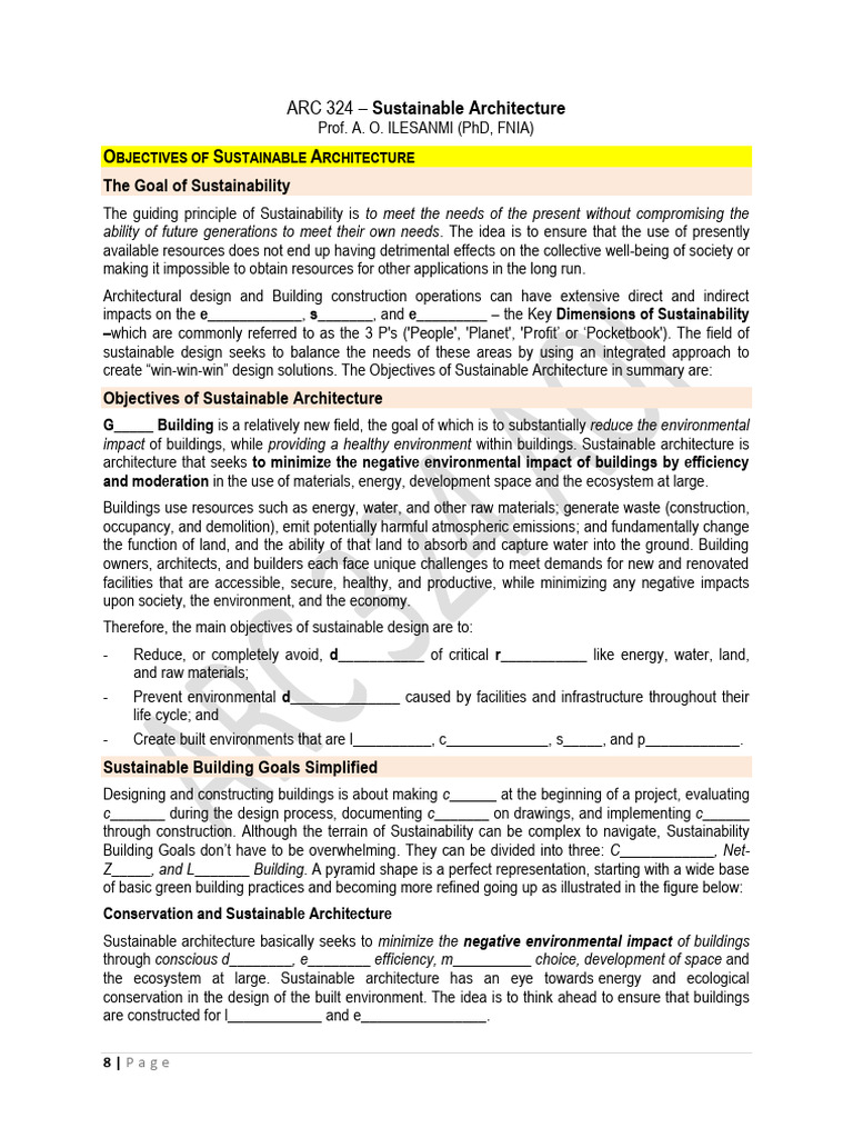 Objectives of Sustainable Architecture | PDF | Sustainability | Green ...