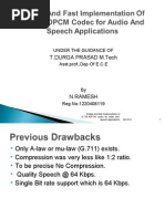 Design and Fast Implementation of G726 ADPCM Codec for Audio and Speech Applications