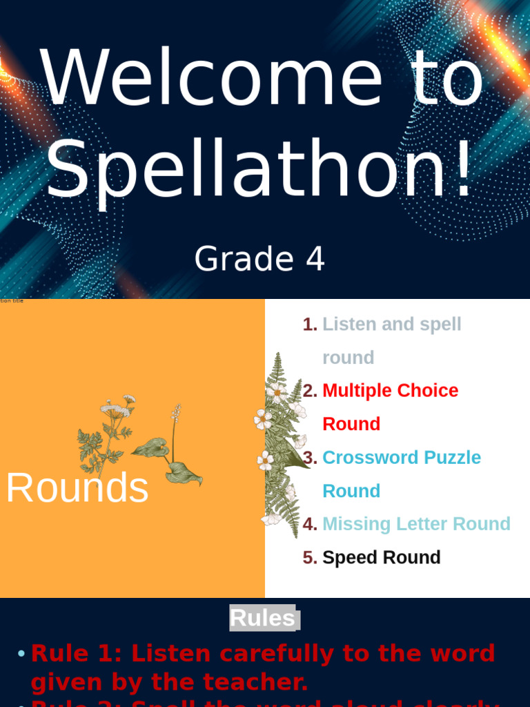 Grade 4 Spellathon Competition Guide | PDF