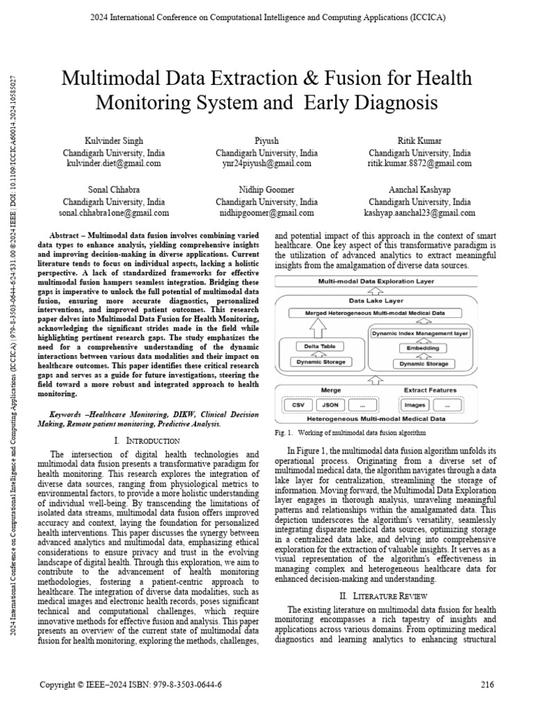 Multimodal Data Fusion in Healthcare | PDF | Wearable Technology | Data