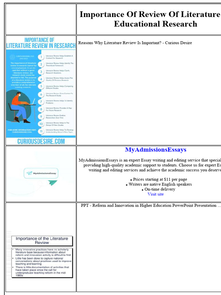 Importance of Review of Literature in Educational Research | PDF ...