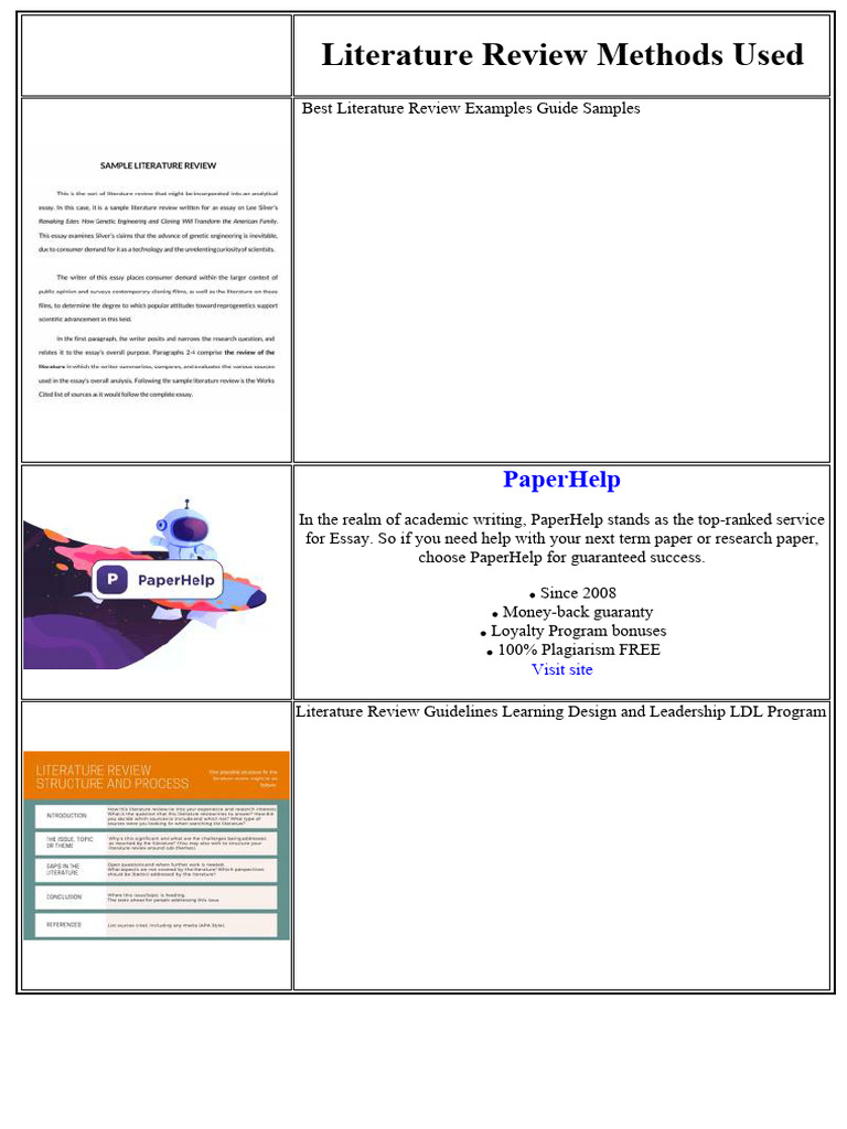 Literature Review Methods Used | PDF | Thesis | Essays