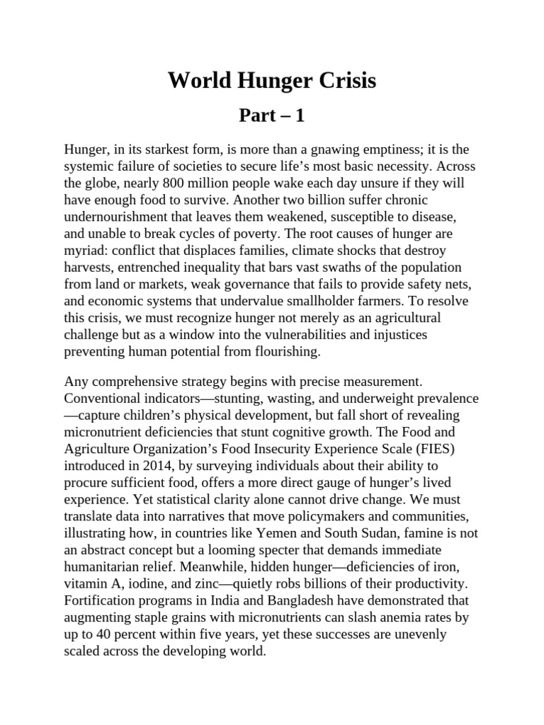 World Hunger Crisis - 1 | PDF | Hunger | Food Security