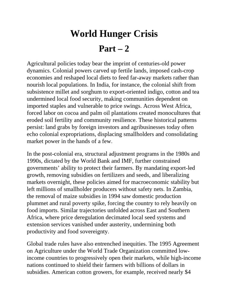 World Hunger Crisis - 2 | PDF | Agriculture | Smallholding