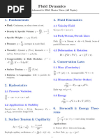 Fluid Mechanics Formula Cheat Sheet | PDF