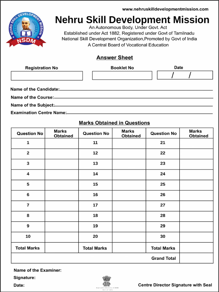NSDM Answer Sheet | PDF