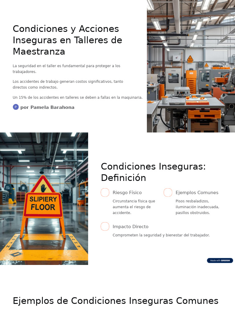 Condiciones y Acciones Inseguras en Talleres de Maestranza | PDF | Riesgo