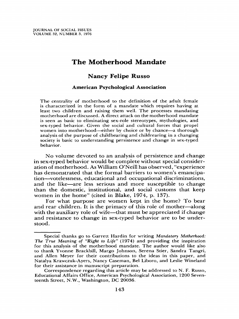 Challenging the Motherhood Mandate | PDF | Mother | Gender Role
