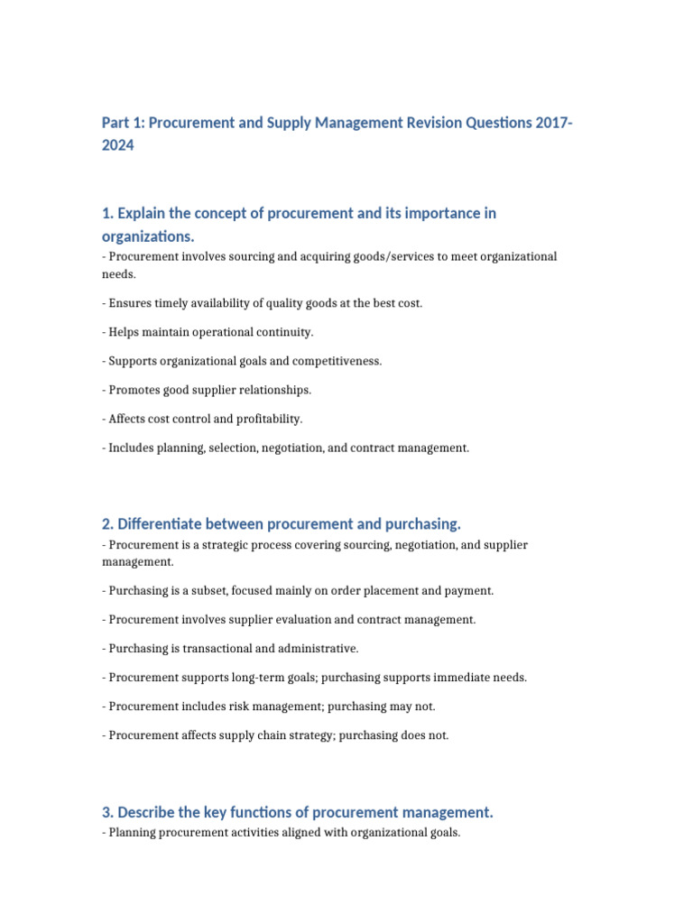 Procurement and Supply Management Guide | PDF