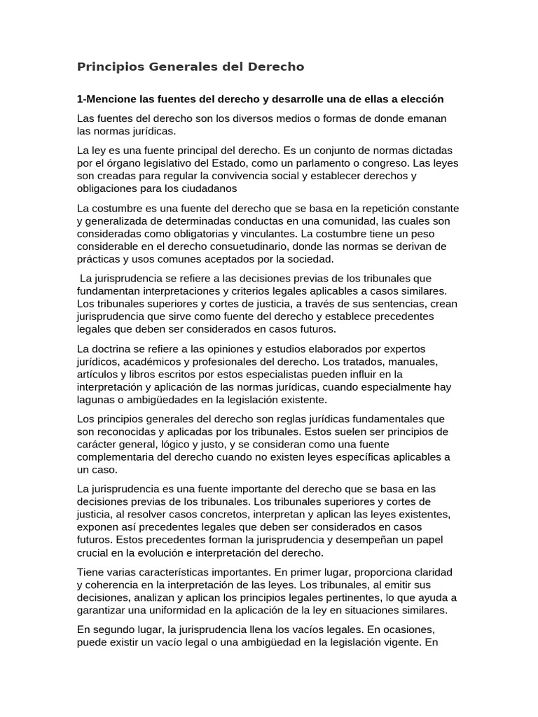 Fuentes y Principios del Derecho | PDF | Fuentes del derecho | Caso de ley